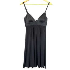 Max & Cleo black silk spaghetti strap dress babydoll empire waist Size 2
